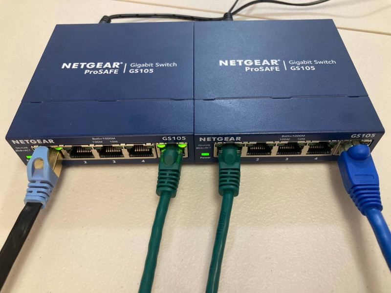 Lot of 2 NETGEAR ProSAFE GS105v5 5-Port Gigabit Ethernet Switches w/ Power